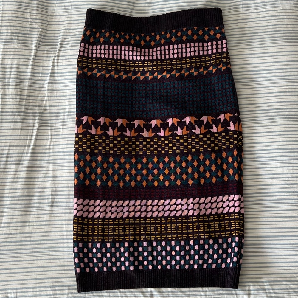 Ribbed Colorful Pencil Skirt